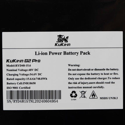 Kukirin G2 pro Batterie Version 2024 Kugoo