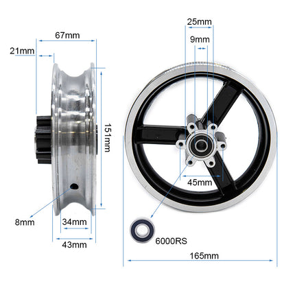 Rad de 6 y Felge 34mm para Kugoo kirin M4